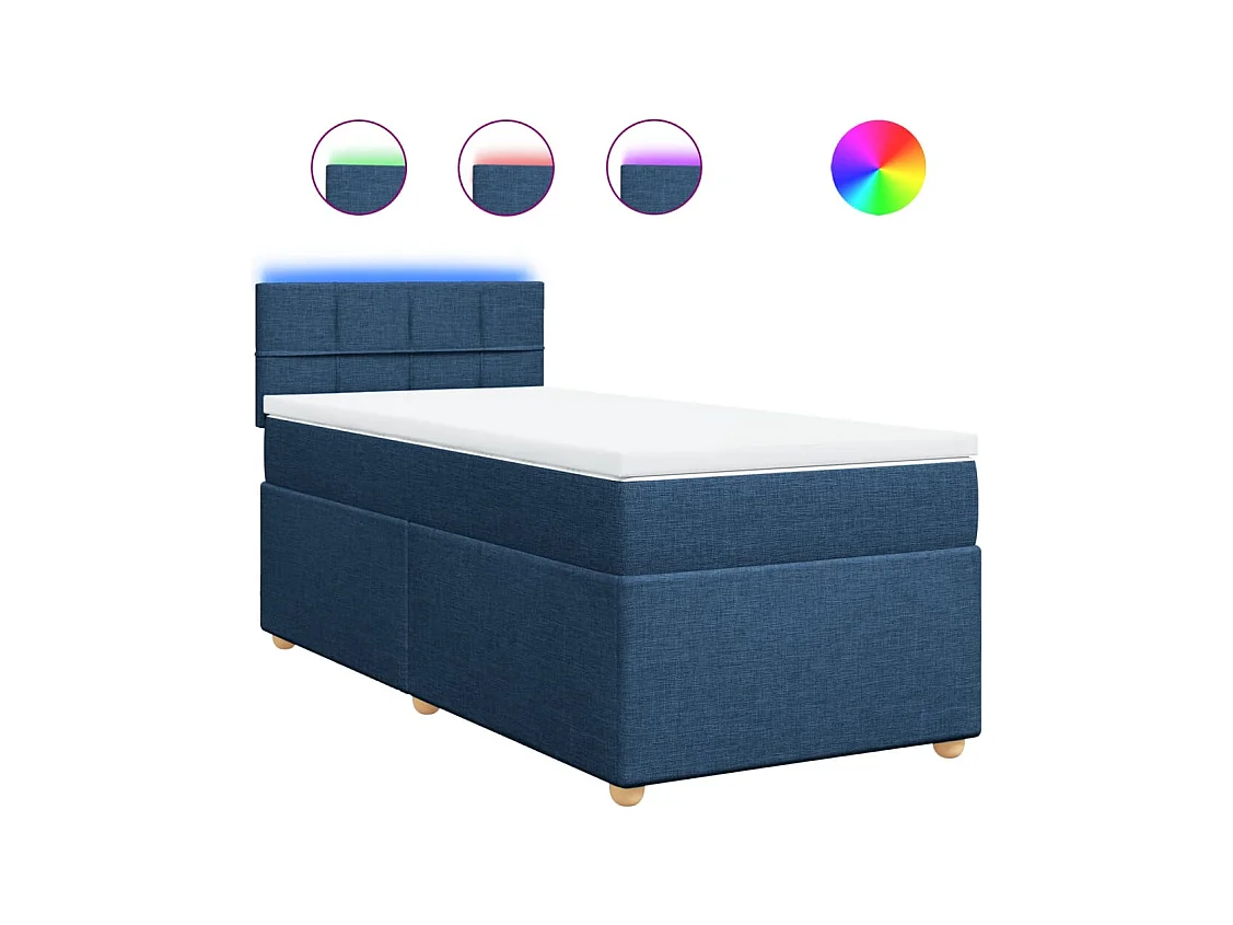 Sommier à lattes de lit avec matelas Bleu 90x200 cm Tissu