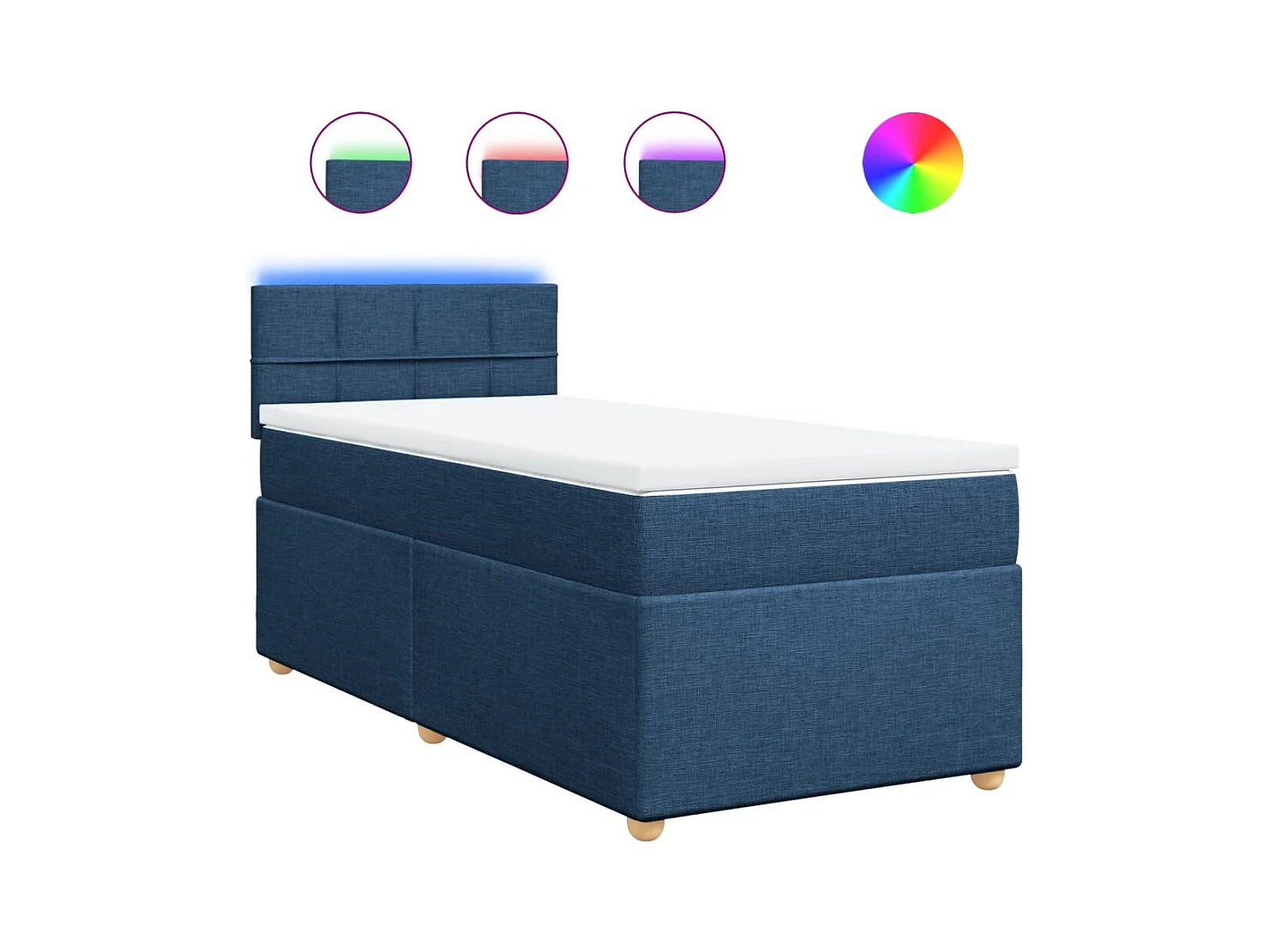 Sommier à lattes de lit avec matelas Bleu 90x200 cm Tissu