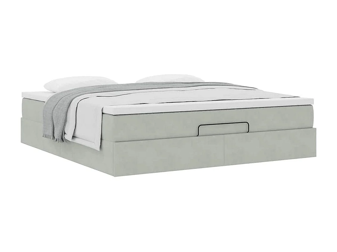 Ottoman bed met matras 160x200cm fluweel lichtgrijs