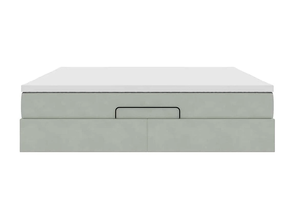 Ottoman bed met matras 160x200cm fluweel lichtgrijs