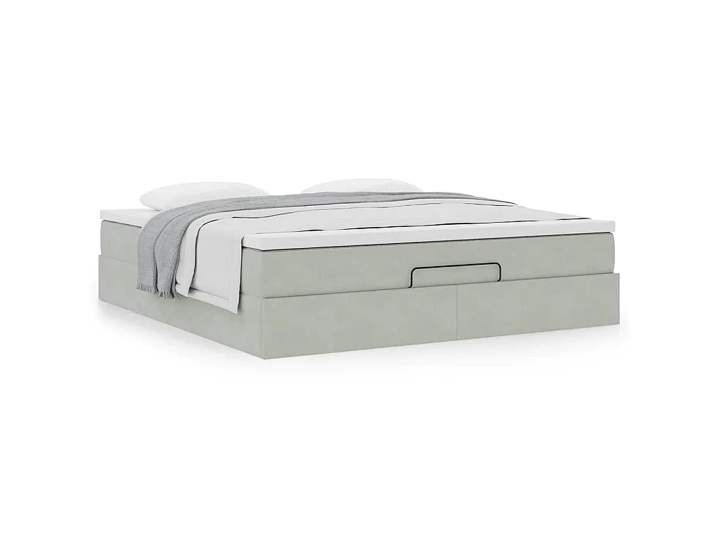 Estructura de cama otomana con colchón gris claro 160x200cm