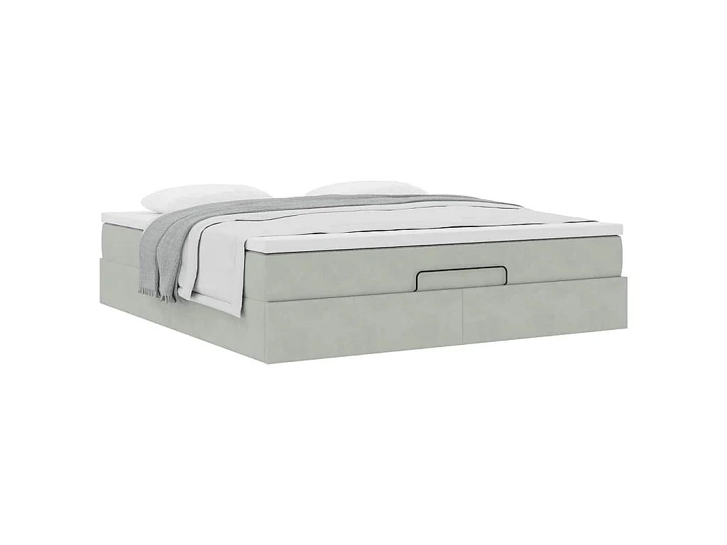 Estructura de cama otomana con colchón gris claro 160x200cm