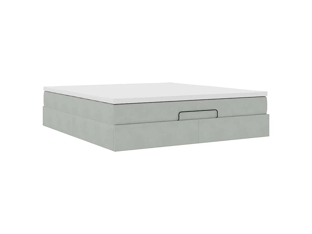 Estructura de cama otomana con colchón gris claro 160x200cm