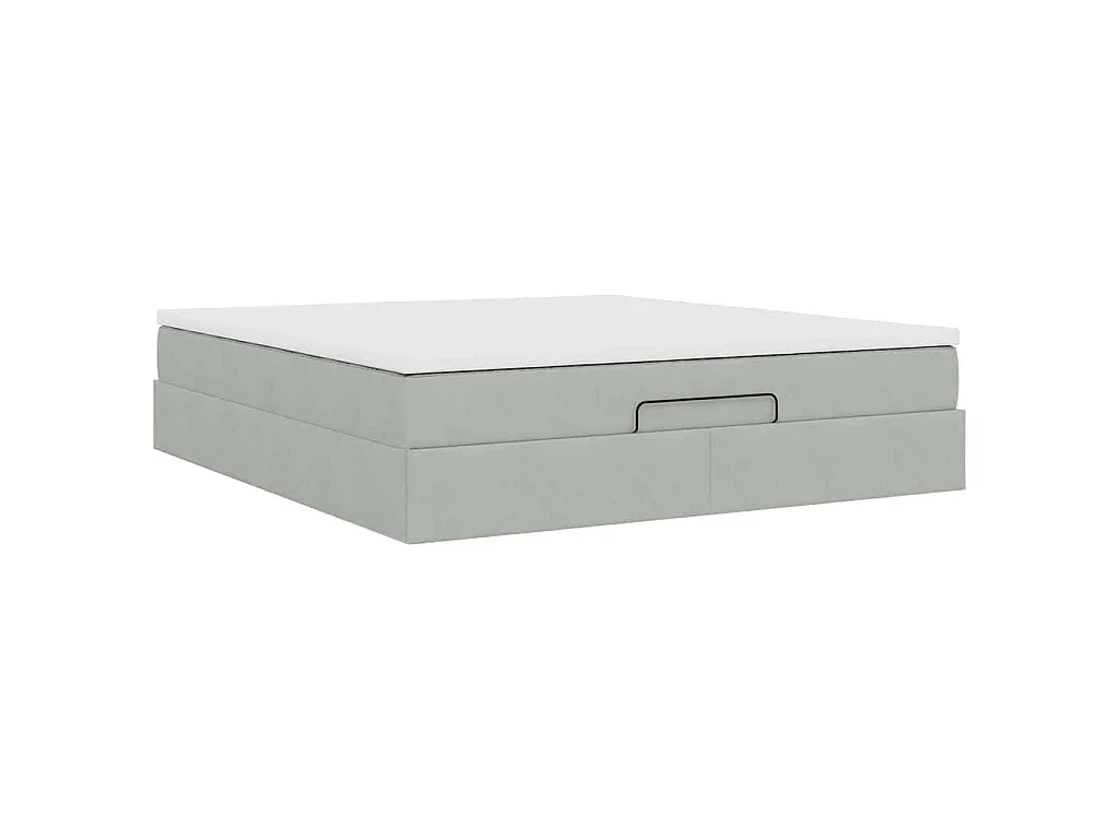 Estructura de cama otomana con colchón gris claro 160x200cm