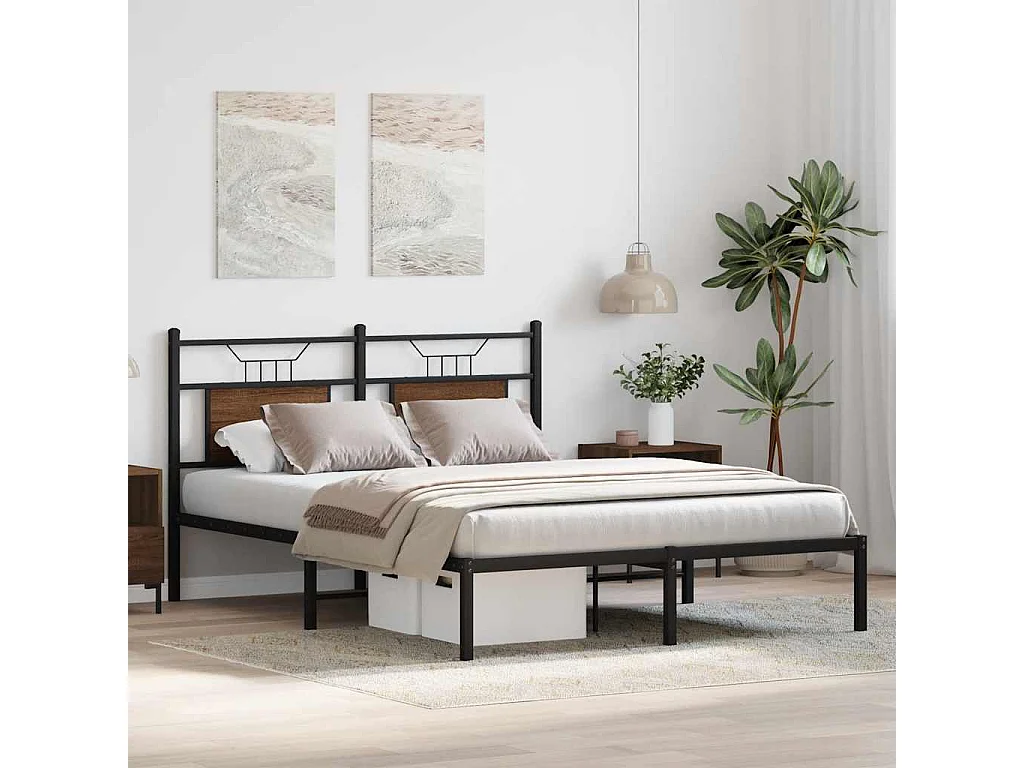 Cadre de lit sans matelas chêne marron 140x190 cm