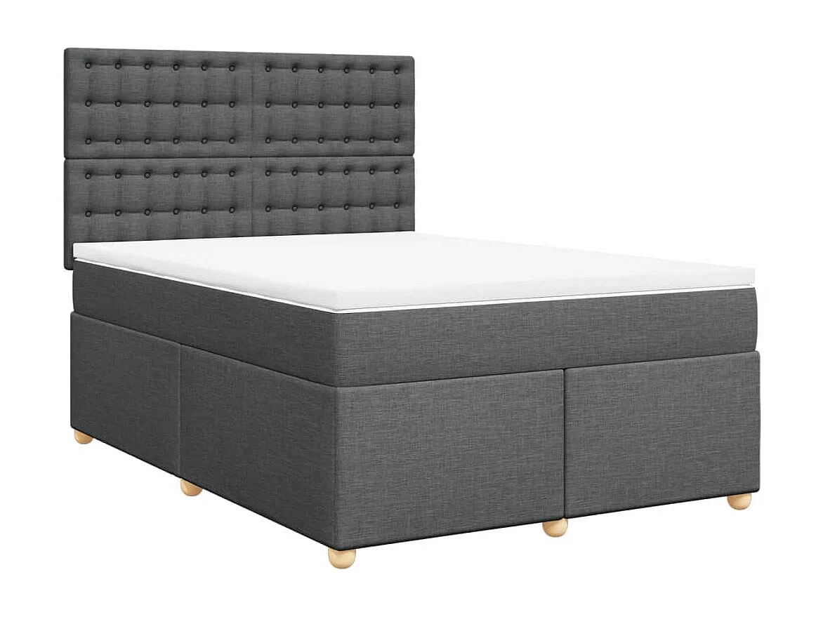 Boxspringbett mit Matratze Dunkelgrau 140x190 cm Stoff