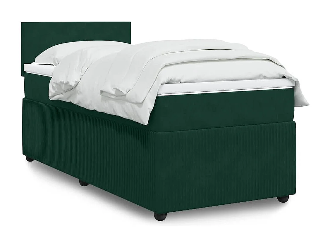 Sommier à lattes de lit avec matelas Vert foncé 90x190 cm