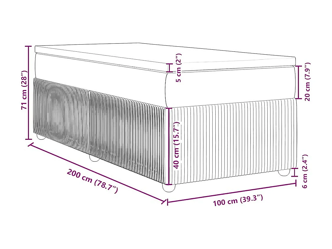 Boxspringbett mit Matratze Schwarz 100x200 cm Stoff