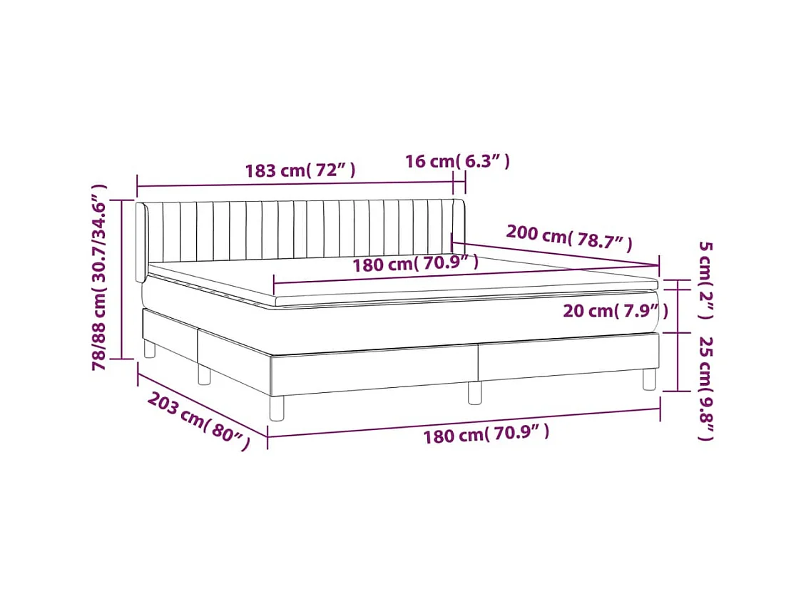 Sommier à lattes de lit avec matelas Crème 180x200 cm Tissu