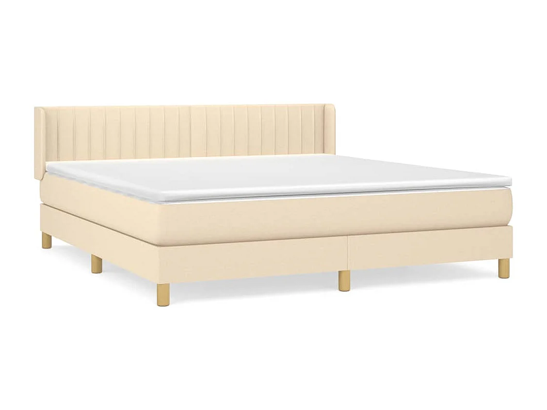 Sommier à lattes de lit avec matelas Crème 180x200 cm Tissu