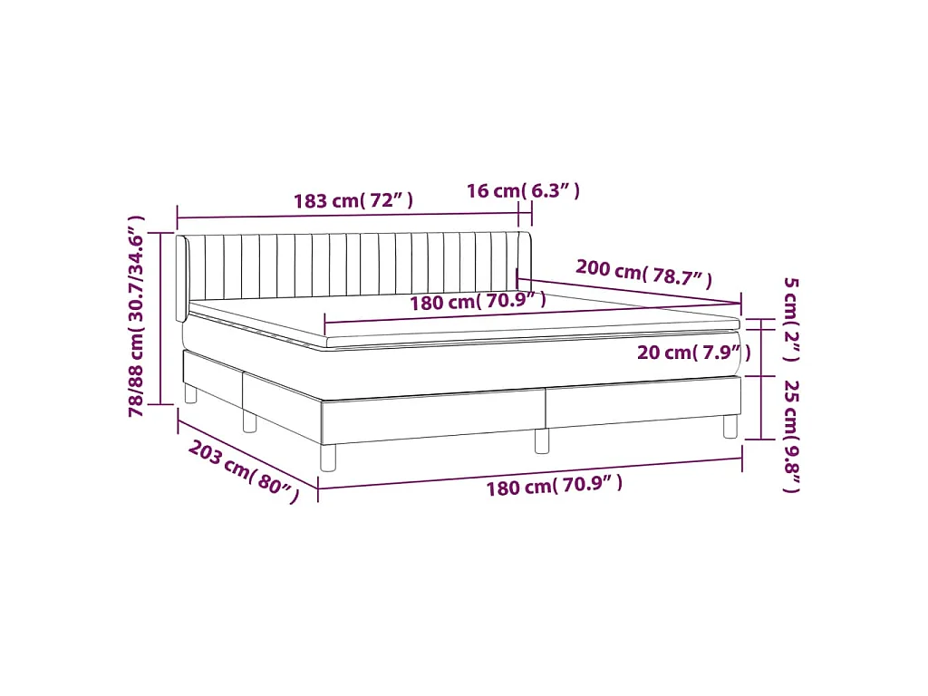 Cama com molas/colchão 180x200 cm tecido cor creme