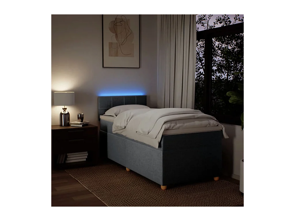 Sommier à lattes de lit avec matelas Gris clair 90x200 cm Tissu