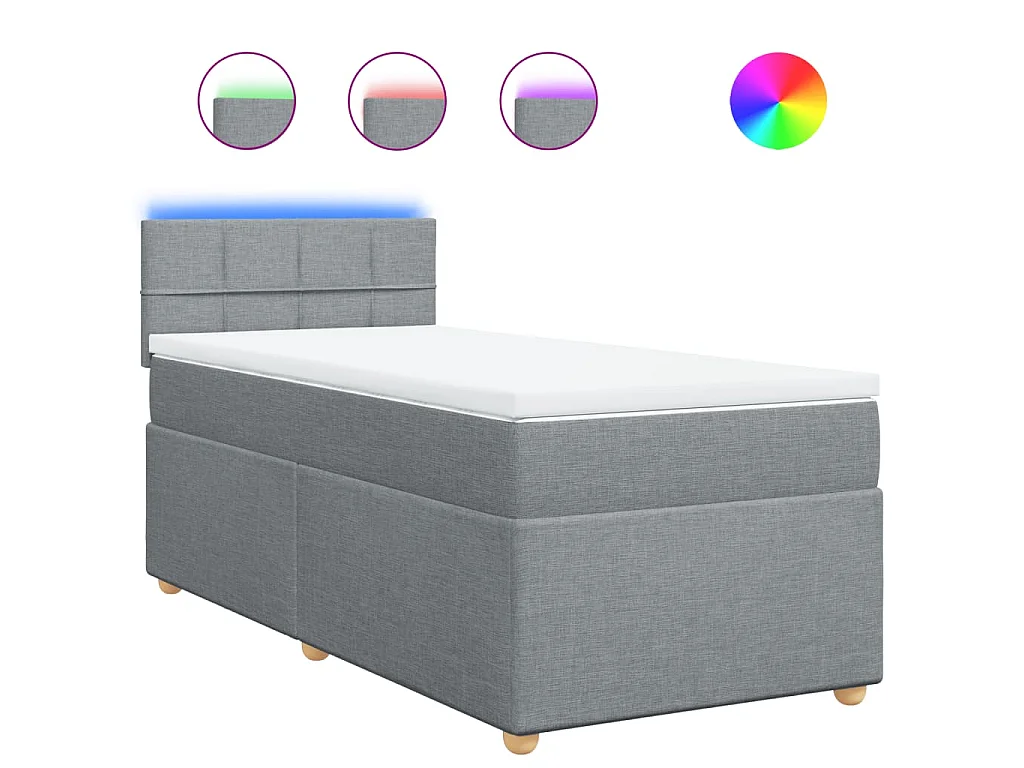 Cama com molas/colchão 90x200 cm tecido cinza-claro