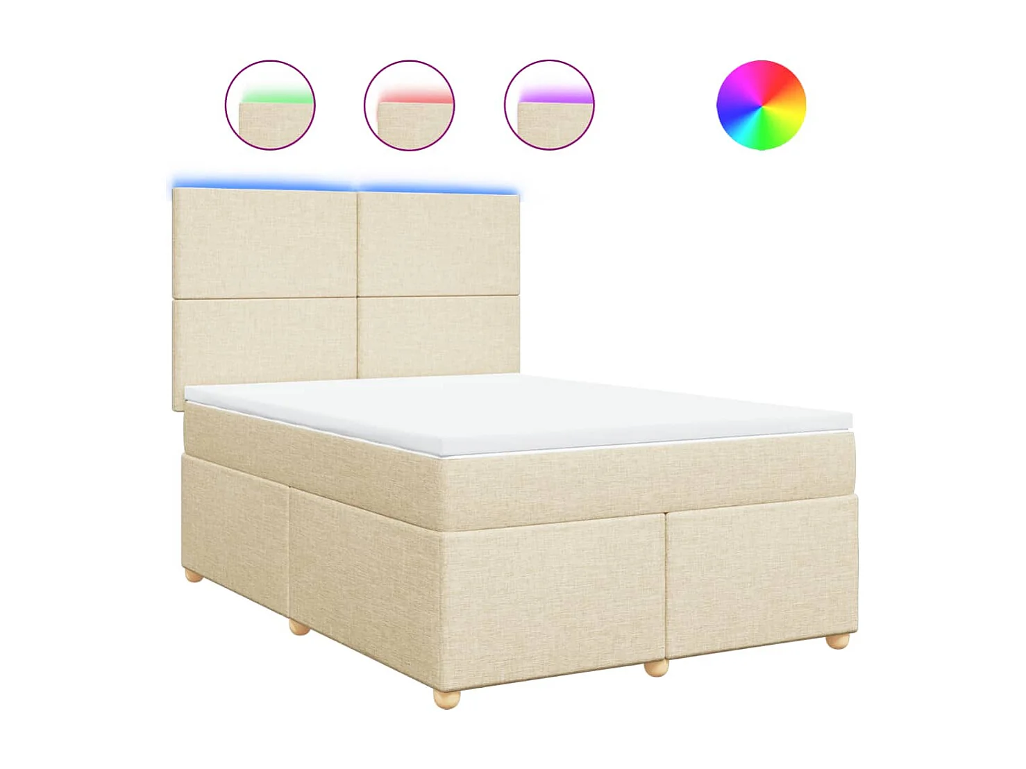 Sommier à lattes de lit avec matelas Crème 140x190 cm Tissu