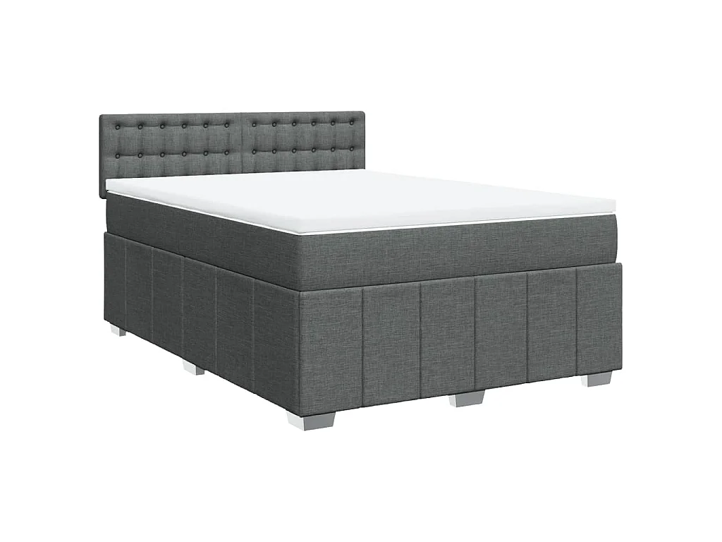 Boxspring met matras stof donkergrijs 140x200 cm