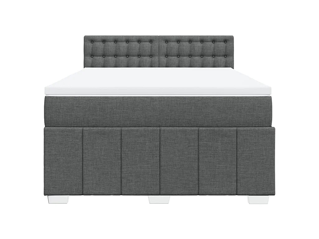 Boxspring met matras stof donkergrijs 140x200 cm