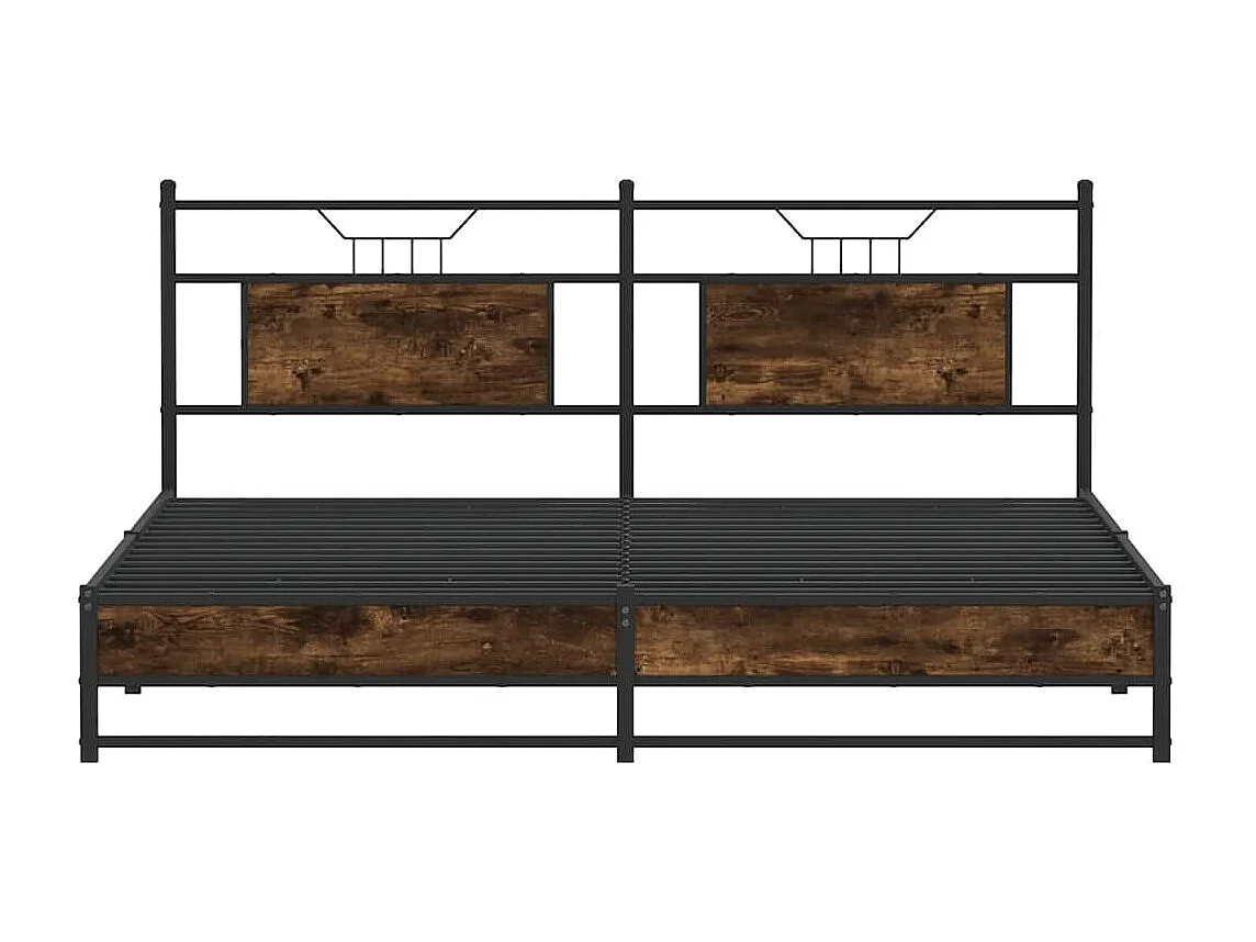 Cadre de lit en métal sans matelas chêne fumé 180x200 cm