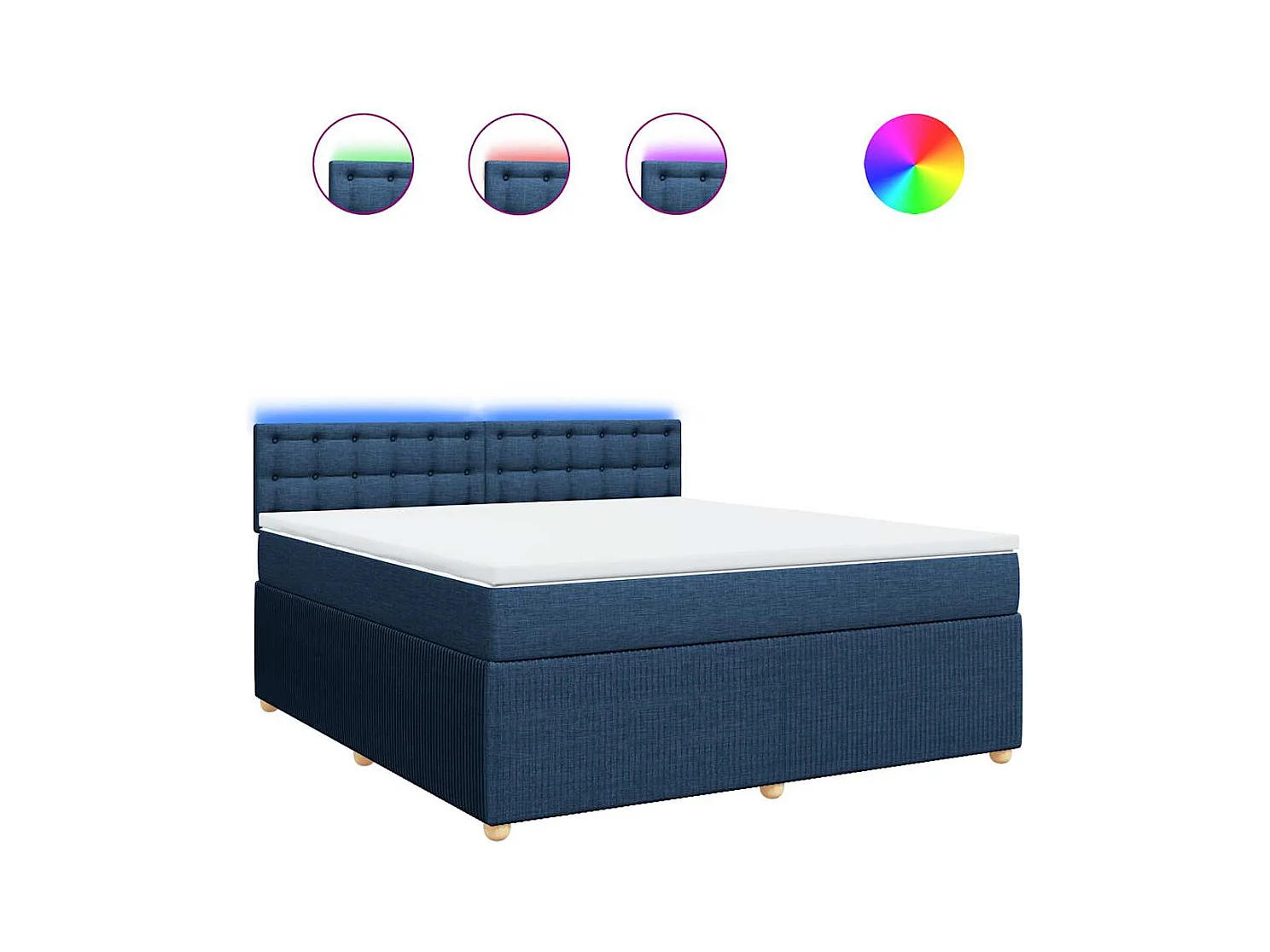 Sommier à lattes de lit avec matelas Bleu 180x200 cm Tissu