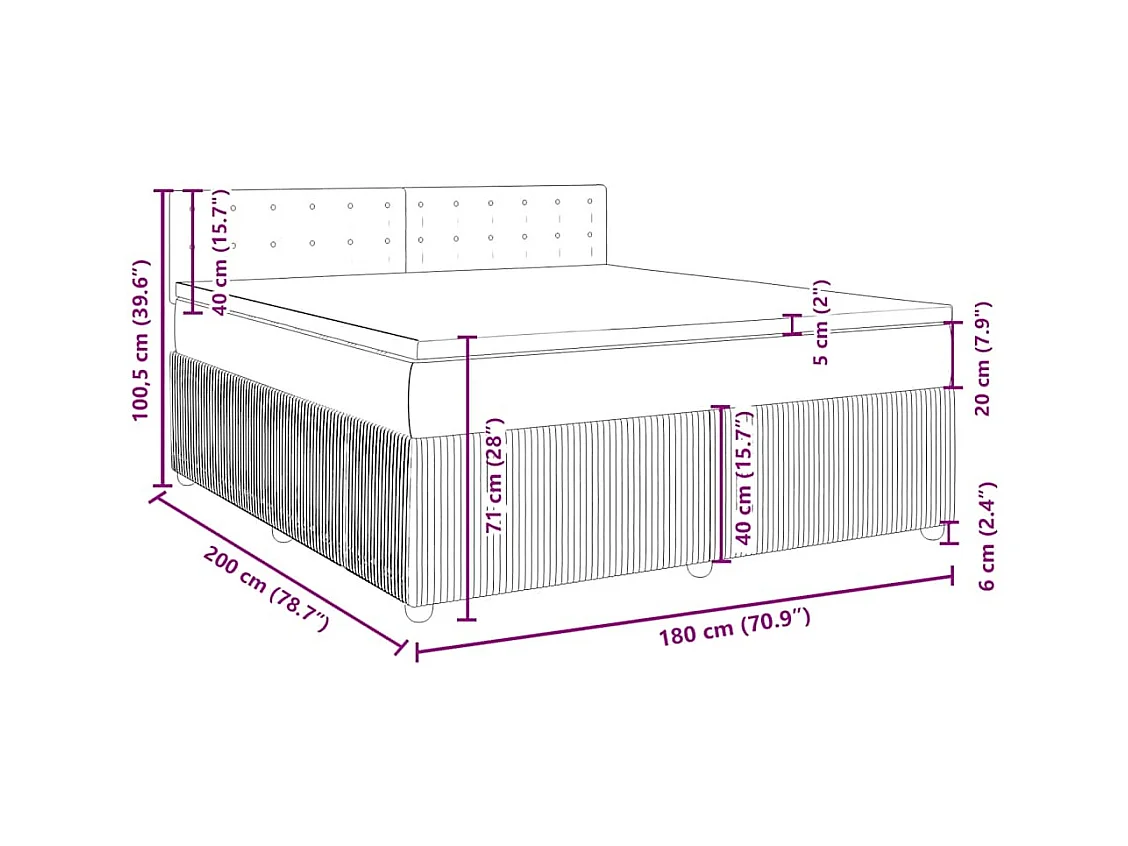 Boxspringbett mit Matratze Blau 180x200 cm Stoff