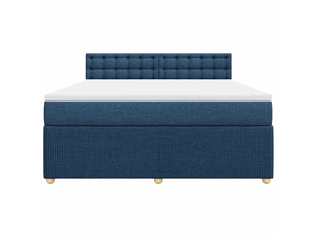 Cama box spring con colchón tela azul 180x200 cm