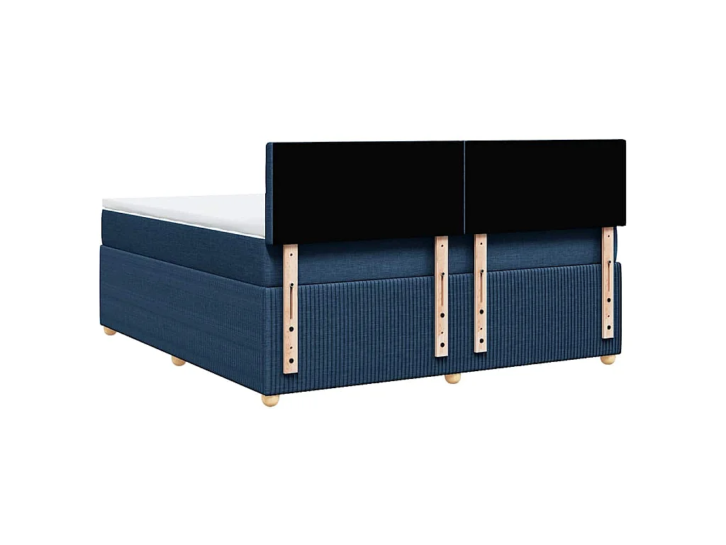 Cama box spring con colchón tela azul 180x200 cm