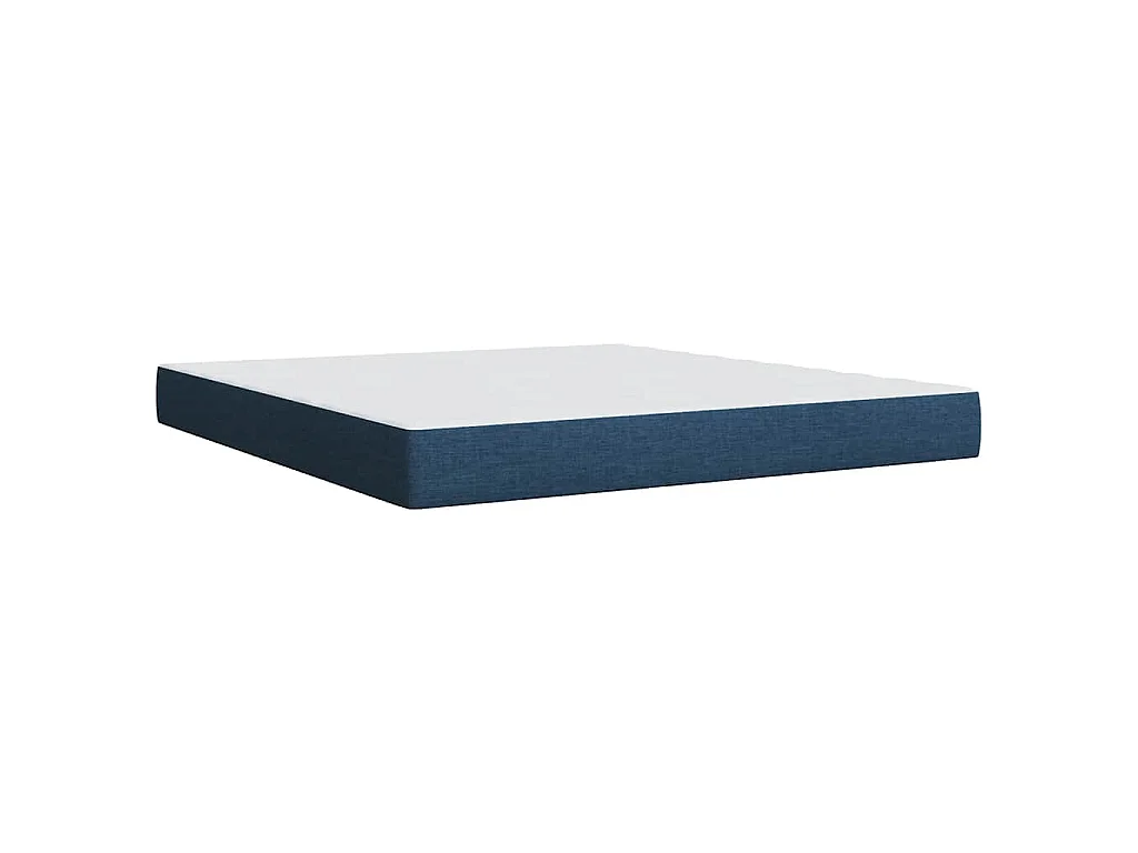 Cama box spring con colchón tela azul 180x200 cm