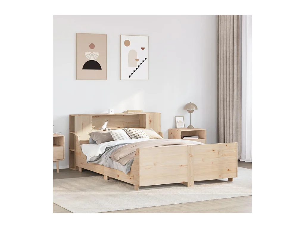 Cadre de lit sans matelas 140x190 cm bois de pin massif