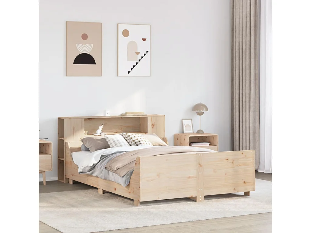 Bedframe zonder matras massief grenenhout 140x190 cm