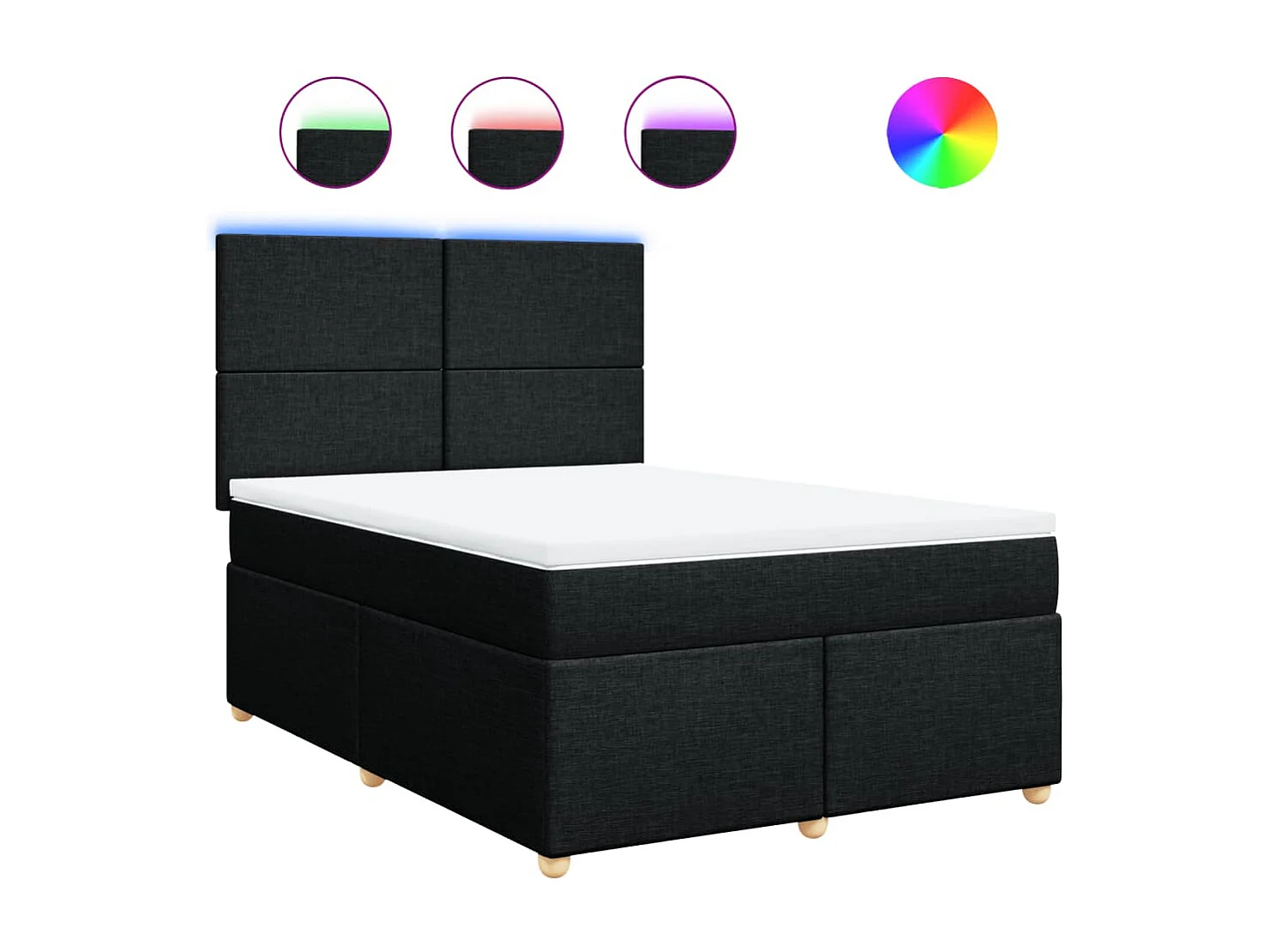Cama box spring con colchón tela negro 140x200 cm