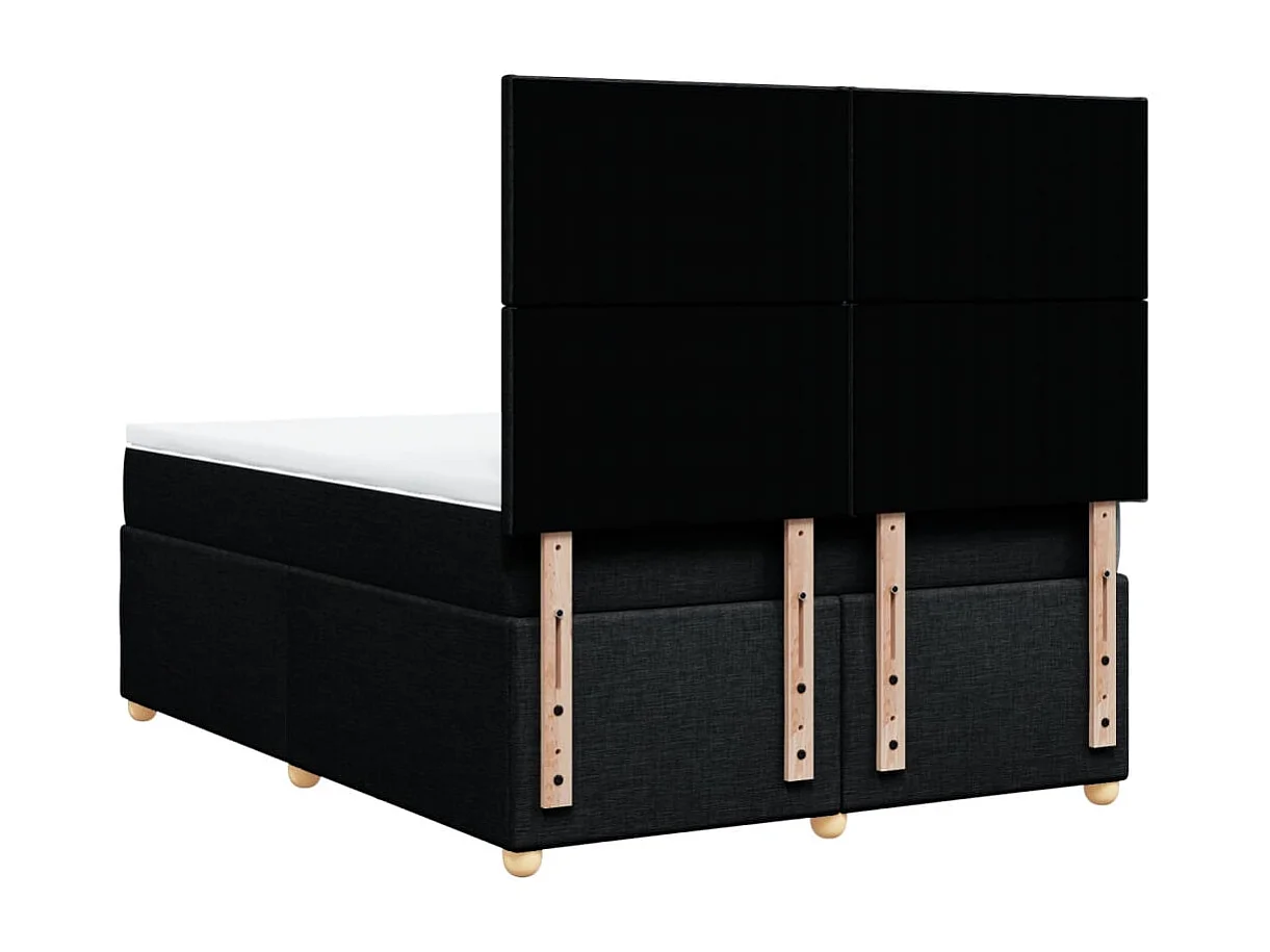 Cama box spring con colchón tela negro 140x200 cm