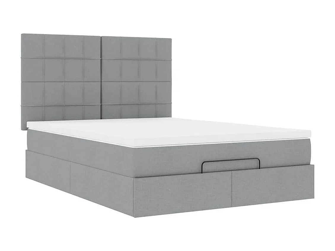 Estructura cama otomana colchón tela gris claro 140x200cm