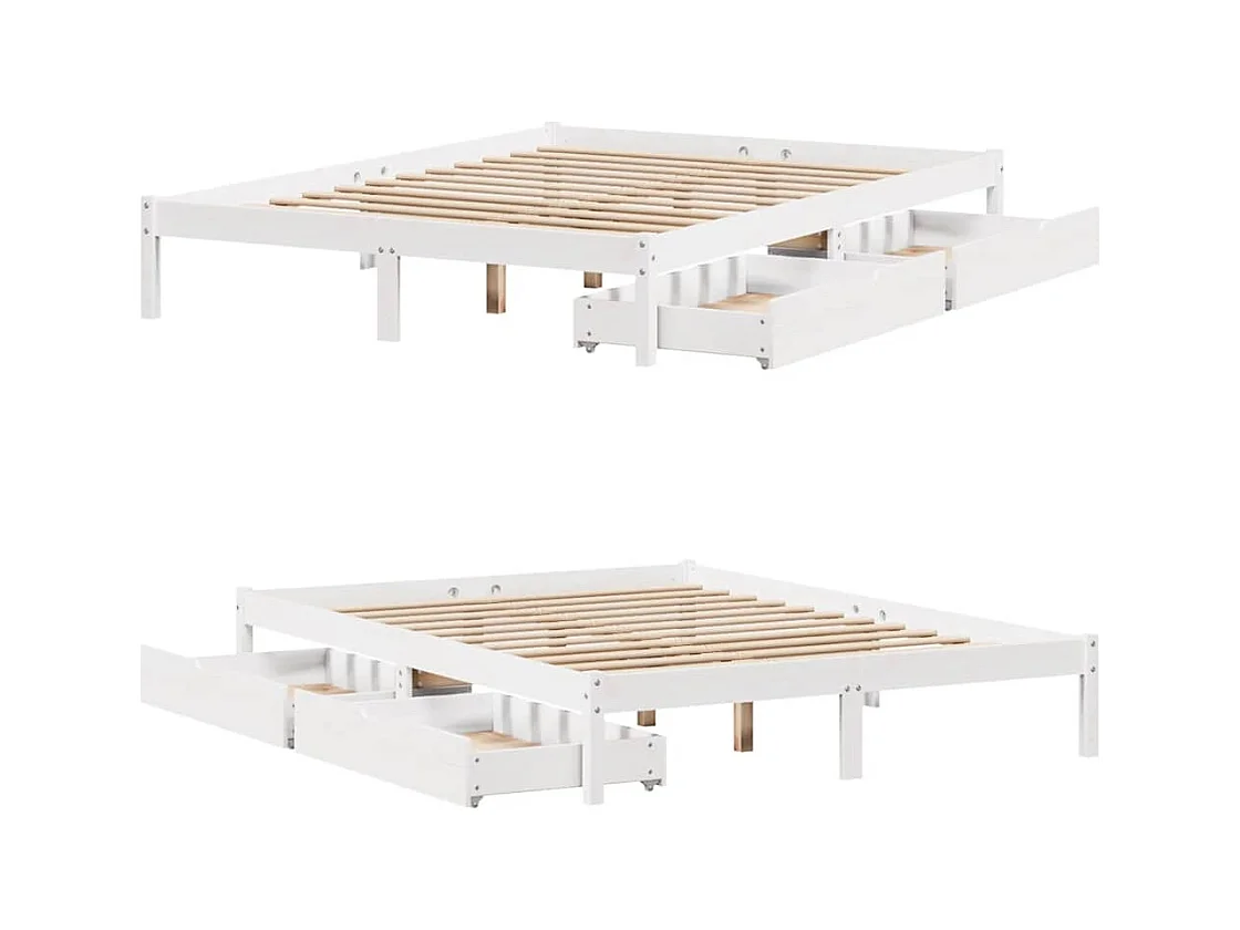 Cadre de lit sans matelas blanc 160x200 cm bois de pin massif