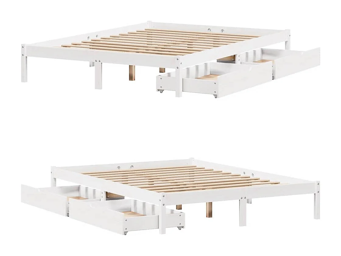 Massivholzbett ohne Matratze Weiß 160x200 Kiefernholz