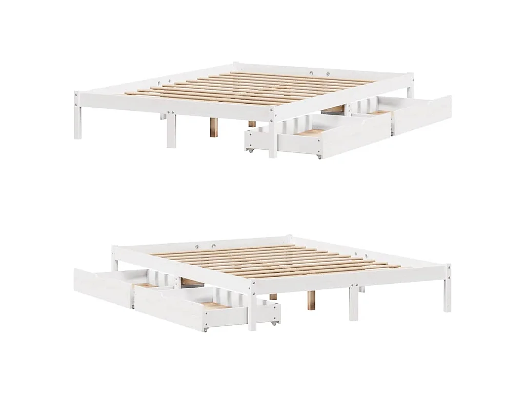 Bedframe zonder matras massief grenenhout wit 160x200 cm
