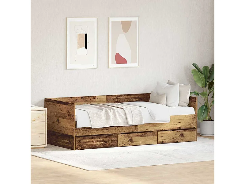 Marco de diván con cajones con cajón Madera vieja 90 x 200 cm