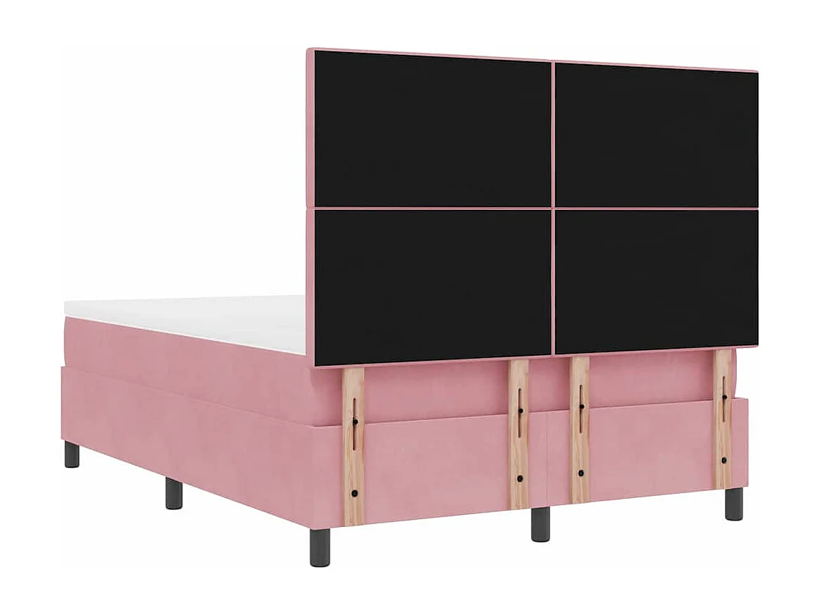 Boxspringbett mit Matratze mit Kopfteil Rosa 140 x 190 cm Samt