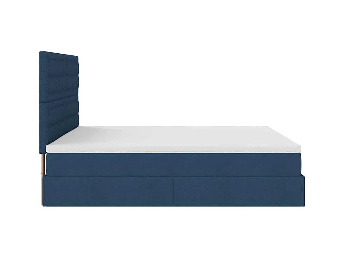 Cadre de lit ottoman avec matelas bleu 160x200 cm tissu