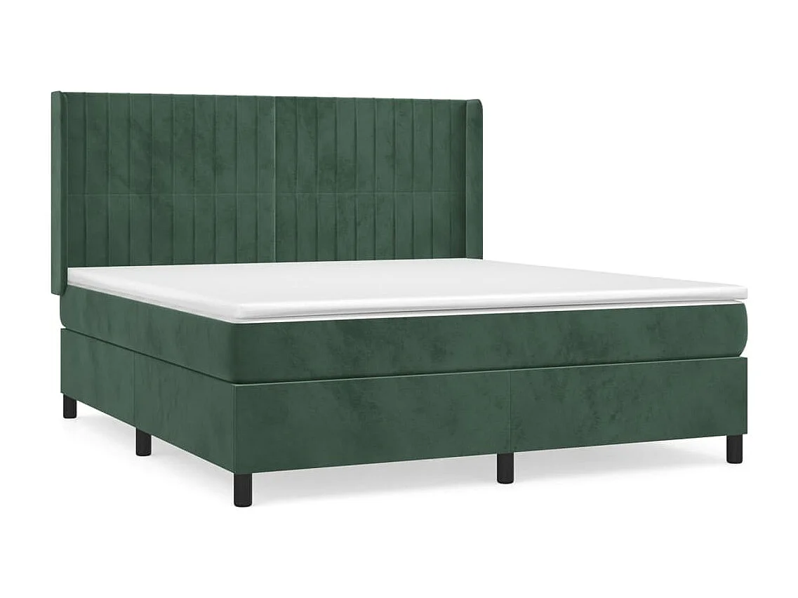 Boxspringbett mit Matratze Dunkelgrün 180x200 cm Samt