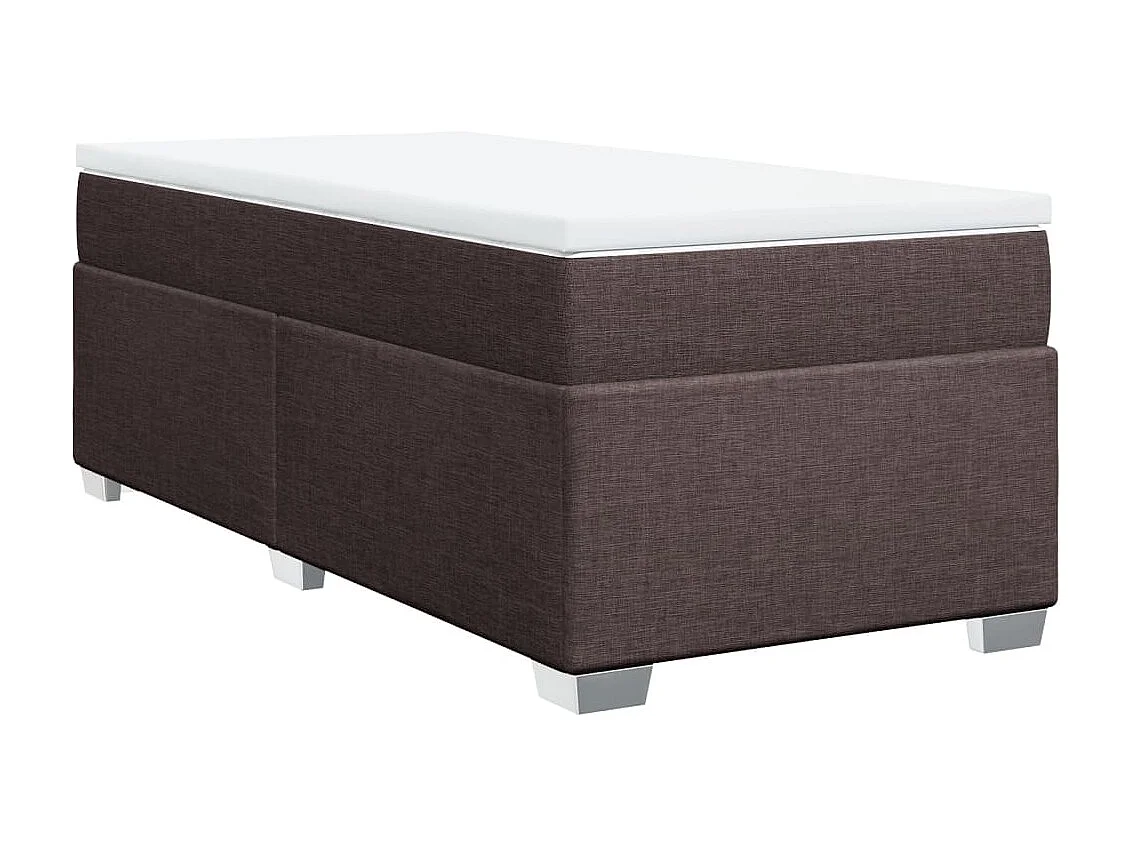 Cama box spring con colchón tela marrón oscuro 90x200 cm