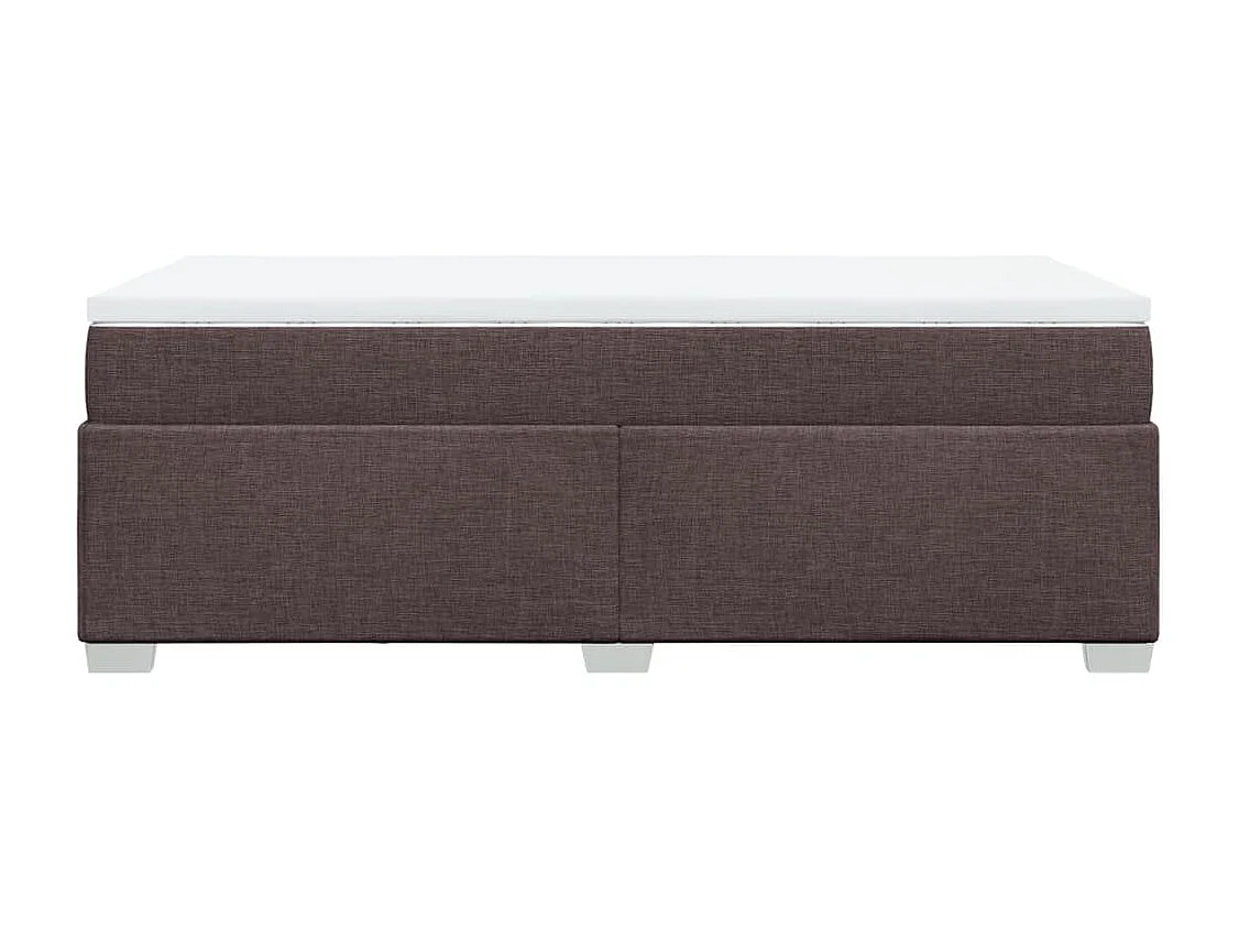 Cama box spring con colchón tela marrón oscuro 90x200 cm