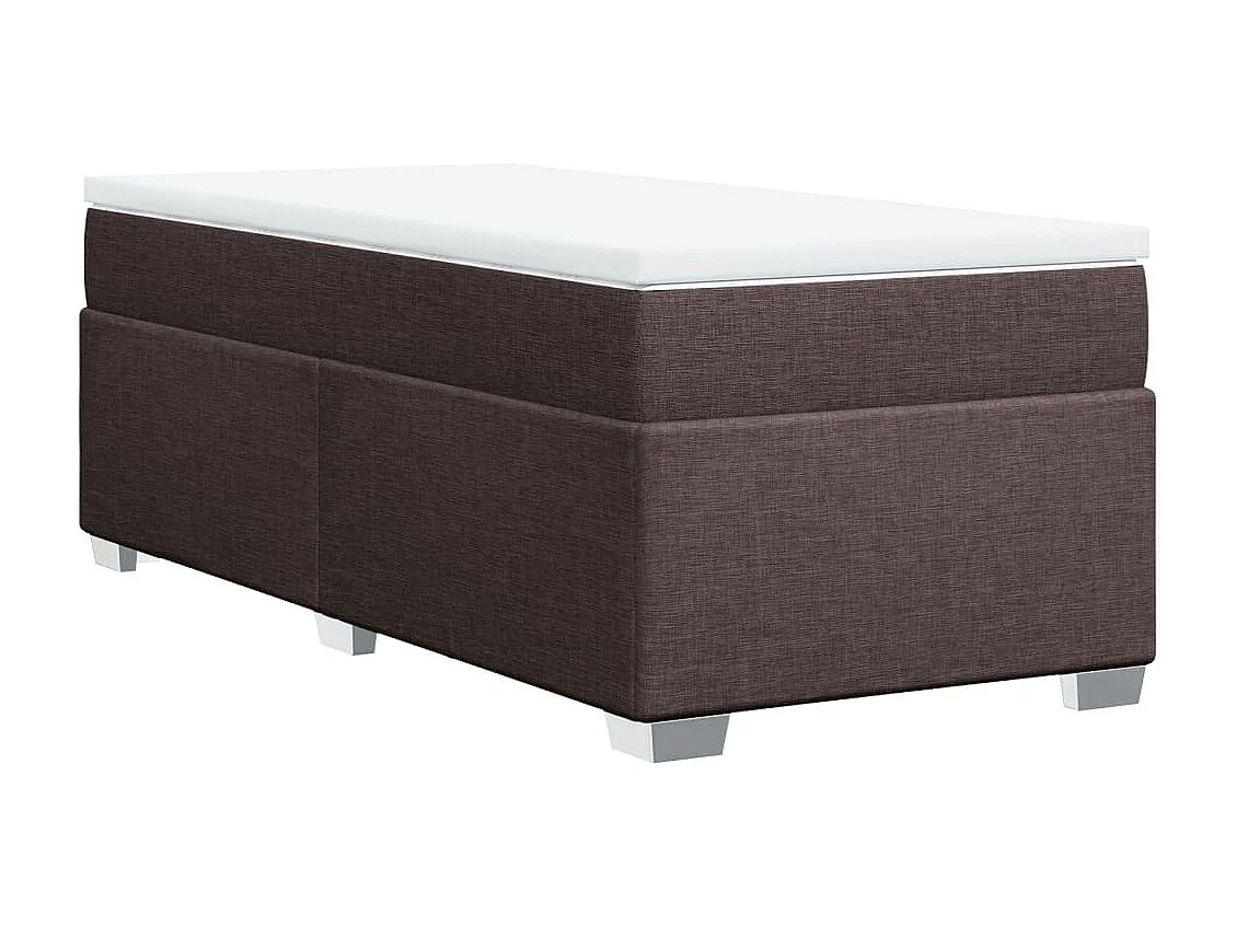 Cama box spring con colchón tela marrón oscuro 90x200 cm