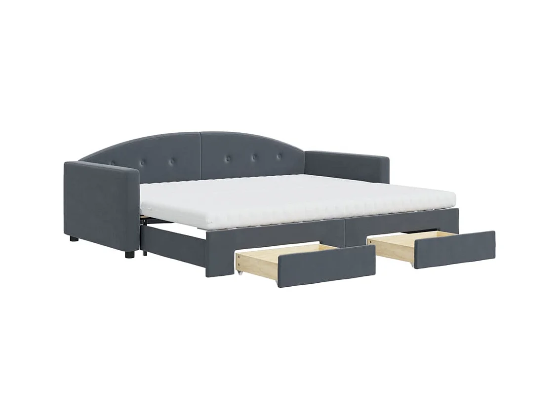 Tagesbett Ausziehbar mit Schubladen Dunkelgrau 90x190 cm Samt