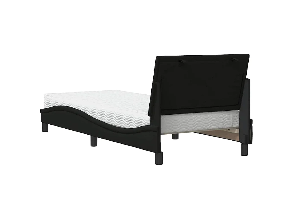 Bett mit Matratze "Hanko" Schwarz 90x200 cm Stoff
