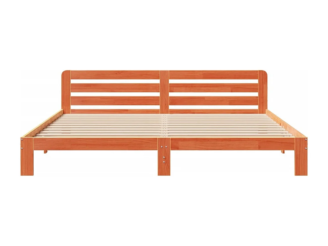 Cama sin colchón madera maciza de pino marrón cera 180x200 cm