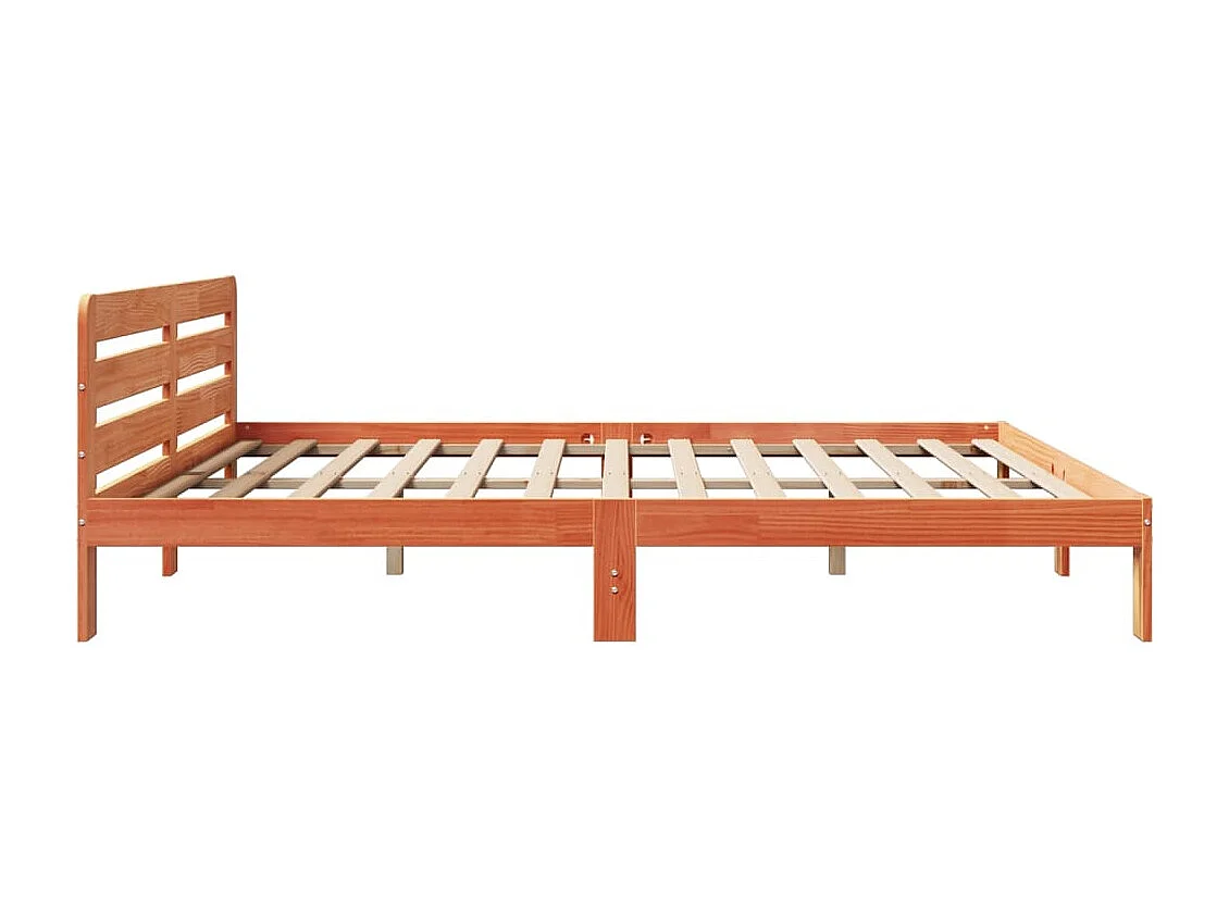 Cama sin colchón madera maciza de pino marrón cera 180x200 cm