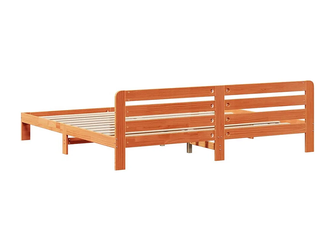 Cama sin colchón madera maciza de pino marrón cera 180x200 cm