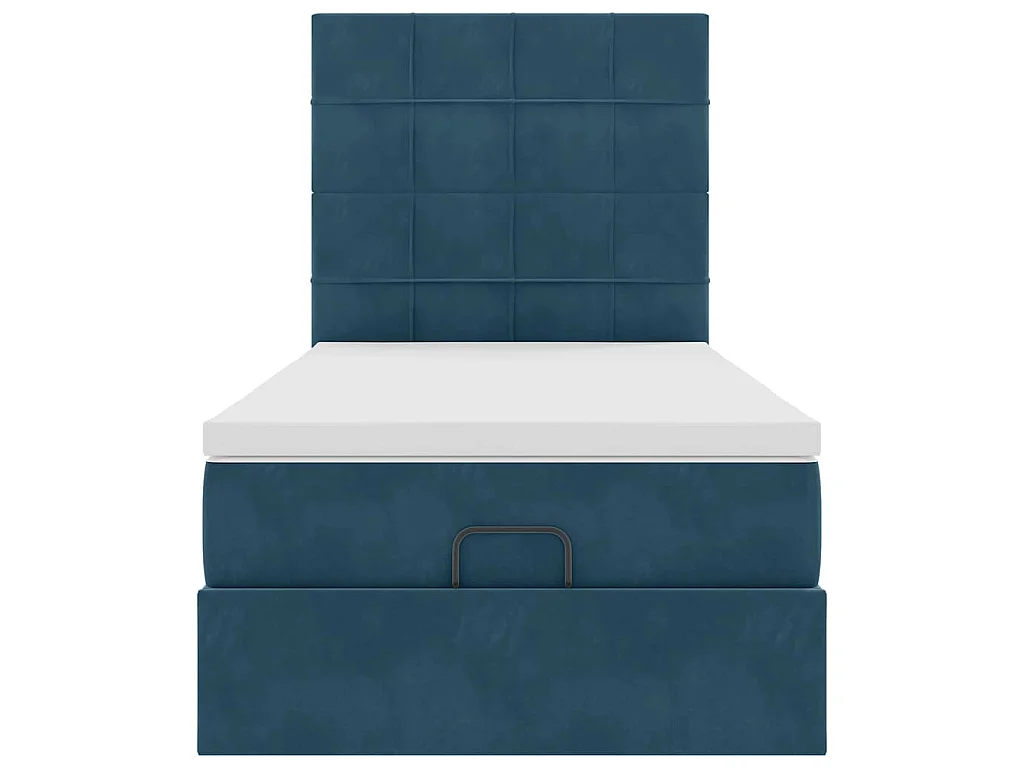 Ottoman bed met matrassen 90x190cm fluweel donkerblauw