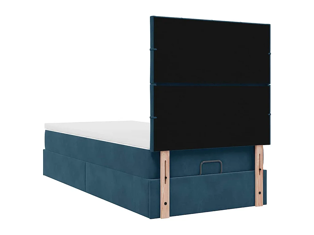 Ottoman bed met matrassen 90x190cm fluweel donkerblauw