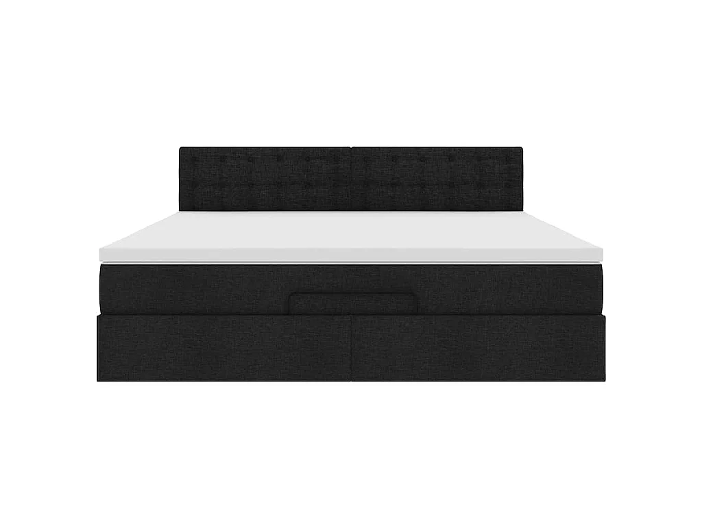Cama Otomana com colchão & LEDs 180x200cm tecido preto