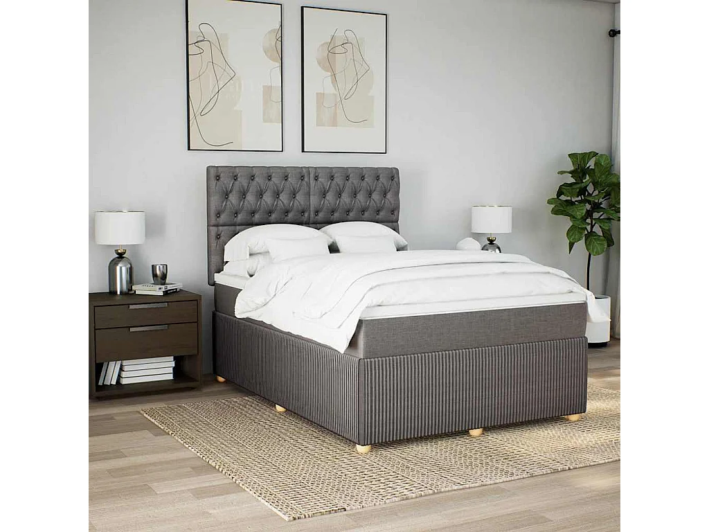 Boxspringbett mit Matratze Taupe 140x200 cm Stoff